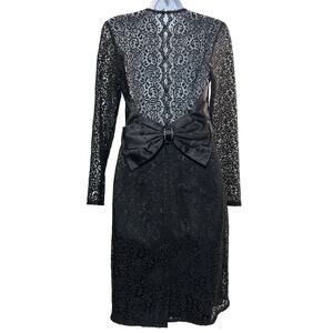 Vintage 80s Scott McClintock Lace Long Sleeve Prom Dress Size 4 Black Whimsigoth